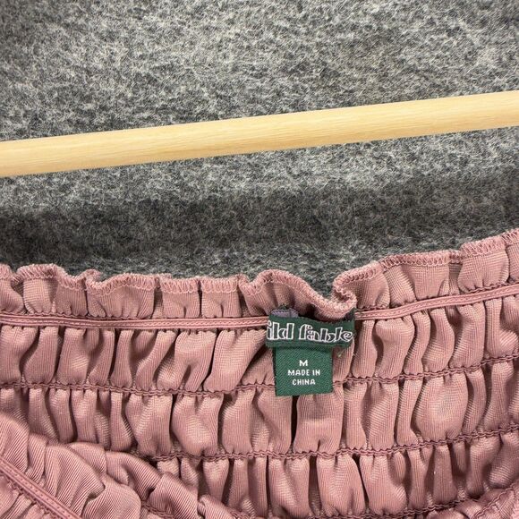 Wild Fable Top Women M Medium Pink Short Sleeve Gaphered Round Neck Casual - Picture 3 of 7